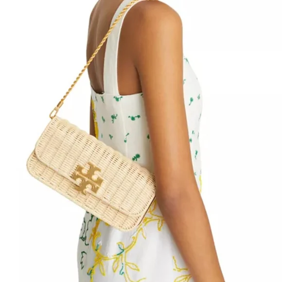 Tory Burch Eleanor Wicker Clutch Natural/254 148609 0623 w Dust Bag MSRP$498 NWT - Picture 6 of 16